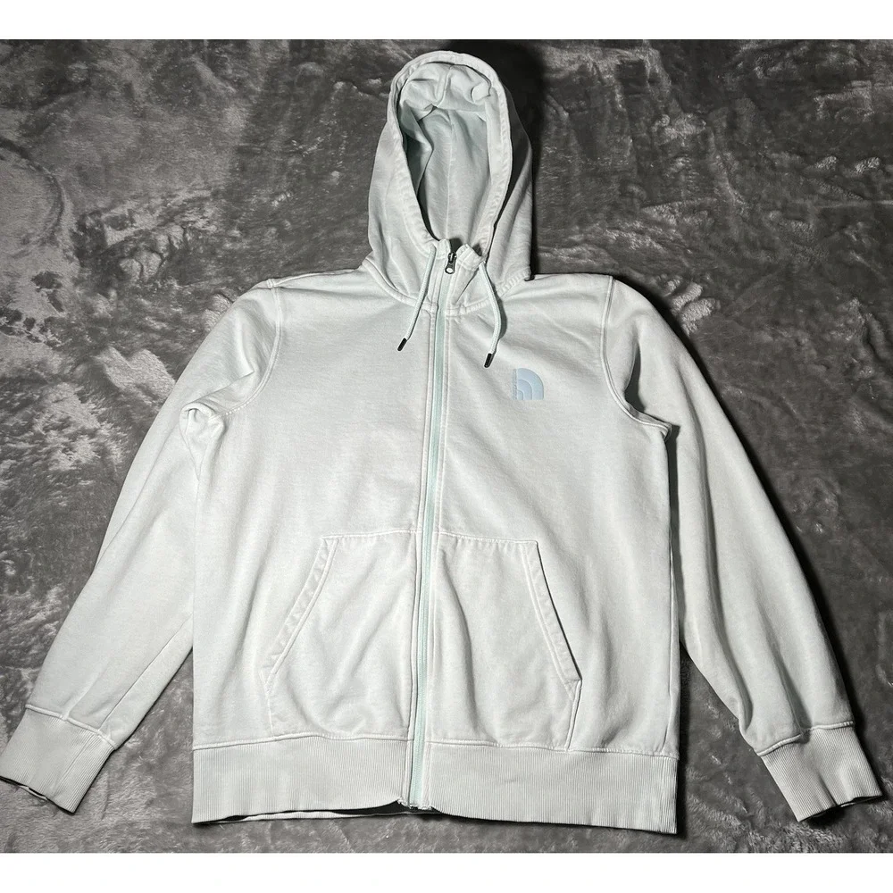 The North Face Hoodie Pullover Sky Blue Drawstring Pockets Regular Fit